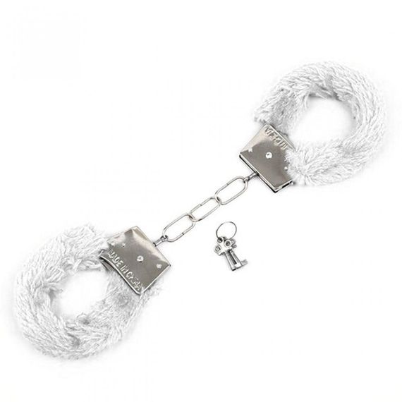 Наручники металеві DS Fetish з білим хутром | Зображення 1