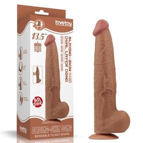 Фалоімітатор - Sliding-Skin Dual Layer Dong 13.5" Brown sexstyle