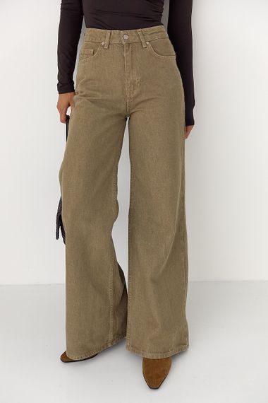 Широкі джинси Palazzo з високою талією - світло-коричневий цвет, 40р (є розміри)
