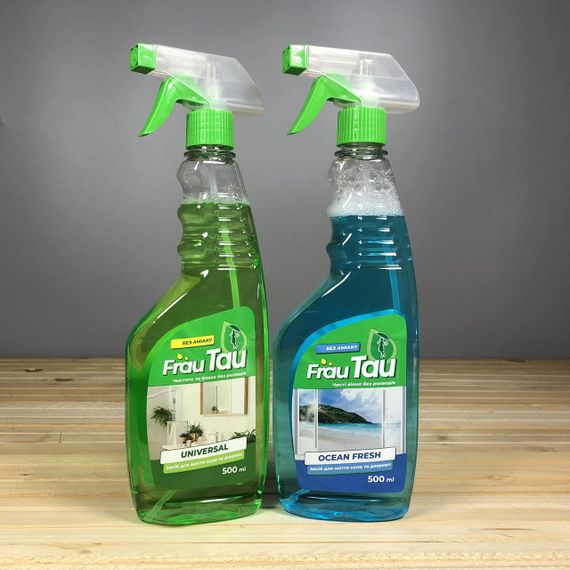 Засіб для миття скла та дзеркал Frau Tau 500 мл — Universal / Ocean Fresh, без аміаку, з розпилювачем