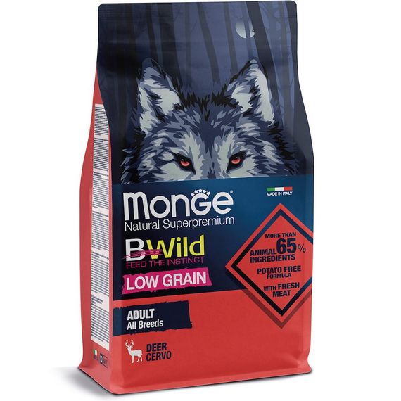 Корм Monge BWild Low Grain All Breeds Cervo сухий з олениною для дорослих собак усіх порід 15 кг