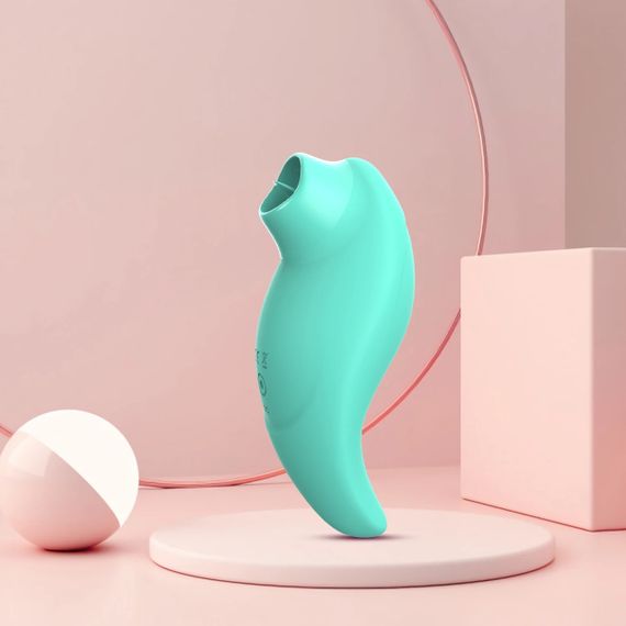 Вібратор із кліторальним стимулятором із язичком Every Night Toys Jen, зелений, 10 режимів вібрації Sex Aura | Зображення 1