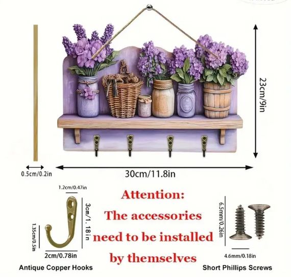Дерев'яна настінна ключниця | Зображення 1