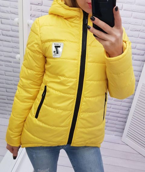 Жіноча демісезонна куртка з емблемою, арт.210/7, жовтий | Зображення 5