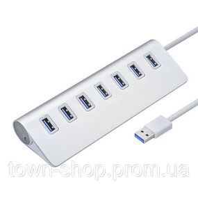 Хаб USB 3.0 алюминиевый, 7 портов, 20 см, поддержка до 2TB, Пакет