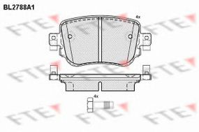Комплект гальмівних колодок з 4 шт. дисків ATE 13046027902 на VW JETTA VII SportWagon (BA5)