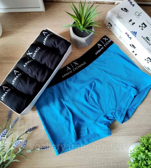 Мужские боксеры Armani Exchange, мужские трусы Армани, Хлопковые трусы Премиум качества Армани M, Голубой