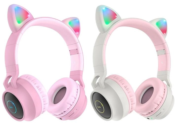 Наушники Bluetooth Hoco W27 Cat Ear Wireless Headphones Pink | Зображення 1