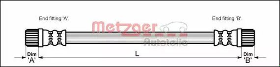 Шланг гальмівний PEUGEOT PARTNER, CITROfreeN XSARA, METZGER (4111152)