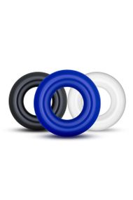 Набор эрекционных колец Blush STAY HARD Donut черрное, белое, синее sexstyle