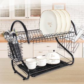 Сушарка для посуду дворівнева Maestro MR-1025-53-BlaСk 53х26,5х39 см чорна