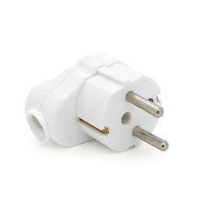 Вилка с заземлением угловая с кольцом, разборная SQ-GP-003.16А 220V, White