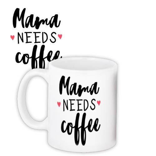 Чашка з принтом Mama needs coffee 330 мл (KR_18A007)