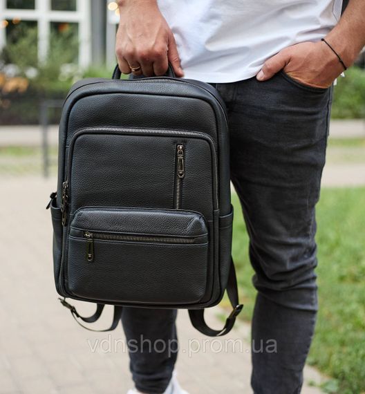 Городской мужской рюкзак из натуральной кожи 40х30х18, рюкзак для работы и путешествий, черный | Зображення 1