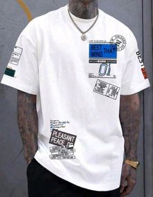 Футболка мужская с принтом повседневная XL Белая