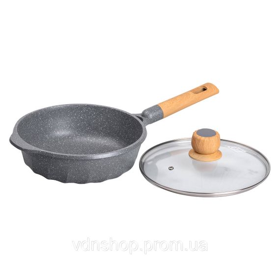 Алюмінієвий сотейник 2,7 л з мармуровим антипригарним покриттям Ø 24 см сотейник з товстим дном MGC сірий HP-4-436G | Зображення 3