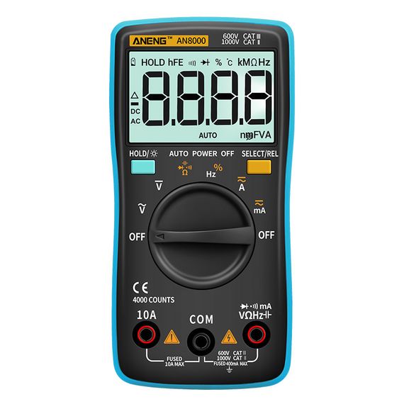 Мультиметр ANENG AN8000, виміри: V, A, R