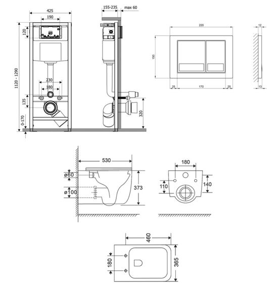 Набір Qtap Nest 4 в 1 підвісний унітаз Gemini Ultra Quiet 530х365х373 + комплект інсталяції QT2533076EUQW46161 | Зображення 1