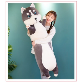 М'яка іграшка Хаскі-обіймашка 132 см, величезна дитяча довга плюшева собака Батон Хаскі