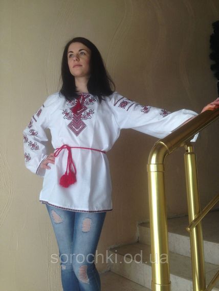 Вишиванка жіноча, біла або джинсова, орнамент" Берегиня", тканина домотканная | Зображення 2