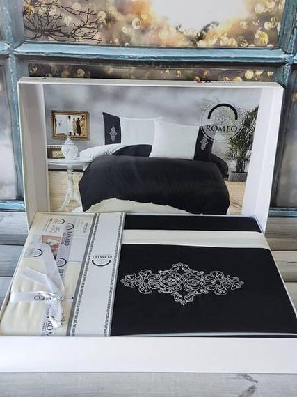 Постельное белье Romeo Vis.Krem siyah Ранфорс Хлопок Евро размер