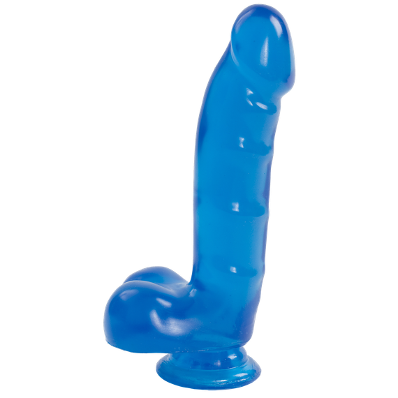 Фаллоимитатор Doc Johnson Jelly Jewels Cock & Balls Blue, диаметр 3,6см, антибактериальный ПВХ sexstyle | Зображення 1