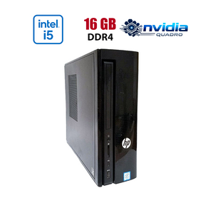 ПК HP Slimline 270-P043W SFF / Intel Core i5-7600 (4 ядра по 3.5 - 4.1 GHz) / 16 GB DDR4 / 256 GB SSD / nVidia Quadro T400, 2 GB GDDR6, 64-bit / Win 10 Lic б/в