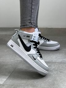 Женские кроссовки N-ike Air Force Mid Utility White Gray