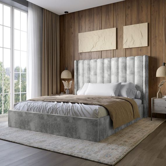Двоспальне ліжко з підйомним механізмом LION Ніно 160x200 см SILK 101 Бежевий (LION-045051)
