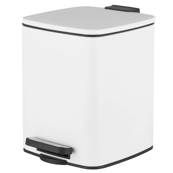 Відро для сміття з плавним закриттям квадратне ZERIX KUBIX-TC0106 WHITE 6 л (колір білий) (ZX6109)