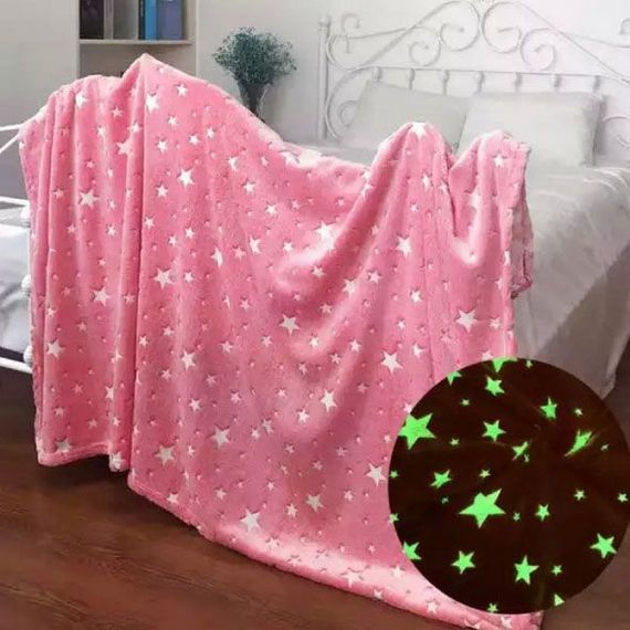 Плед, що світиться в темряві, плюшеве покривало Blanket kids Magic Star 150х100 см флісова ковдра. Колір: рожевий | Зображення 1