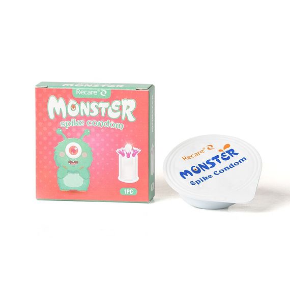Насадка на член Recare Pink Monster Spike Condom (презерватив з кульками та вусиками), Бірюзовий | Зображення 2