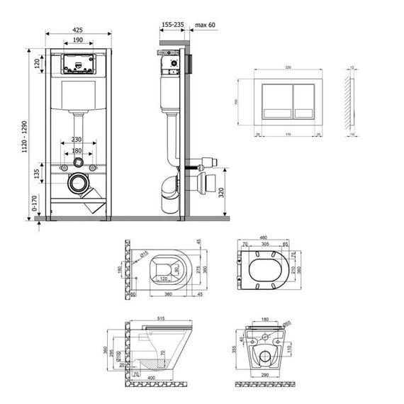 Готове рішення Qtap для ванної кімнати: підвісний унітаз Scorpio Ultra Quiet + комплект інсталяції Nest 4 в 1 (квадратна | Зображення 1