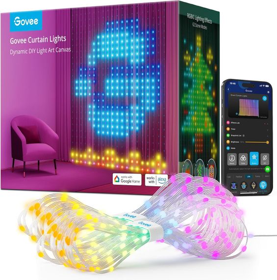 Гирлянда Smart-штора SFK-08 праздничная LED-гирлянда для дома ∙ Светодиодная штора с приложением SFK-08 20 нитей по 20 LED | Зображення 4