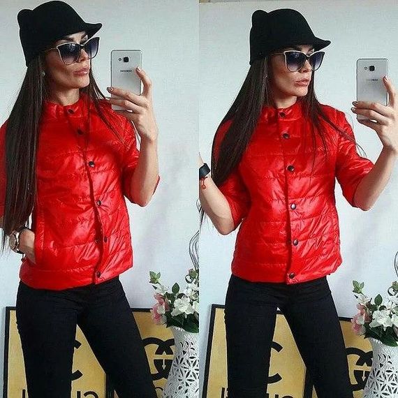 Куртка демі рукав 3/4, арт.203, колір червоний