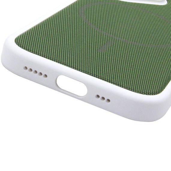 Чохол PC Textile Hybrid with Magnetic Fit для Apple iPhone 17 (6.3") White / Green | Зображення 4