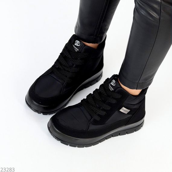 Легкі зручні теплі чорні черевики на кожен день | Зображення 7