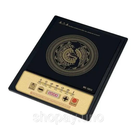 Индукционная плита MS-5833 1 конфорочная 2000 Вт ∙ Электрическая настольная плита MS-5833 с сенсорным управлением | Зображення 1