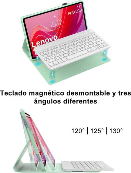 Чохол з Bluetooth клавіатурою для Lenovo Tab M11 2024 11" TB330FU, TB330XU, світло-зелений з тримачем для стилуса QWERTY | Зображення 4