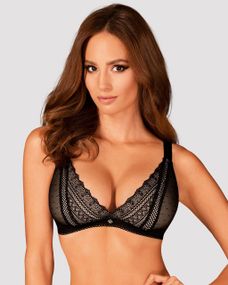 Мереживний бюстгальтер із трикутною чашкою Obsessive Estiqua bra XS/S, чорний, широкі лямки Sex Aura