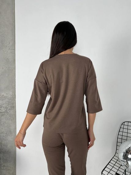 Женский спортивный прогулочный костюм с укороченными штанами NB24003 мокко, размер 46/48 | Зображення 3