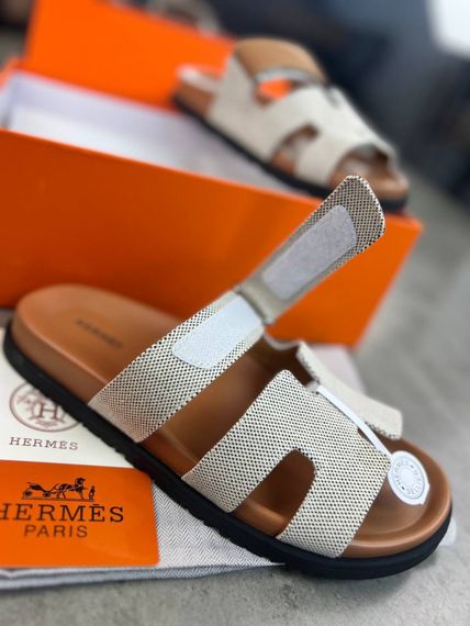 Сланці Hermes Chypre beige/textile чоловічі з текстилем ob417 | Зображення 1