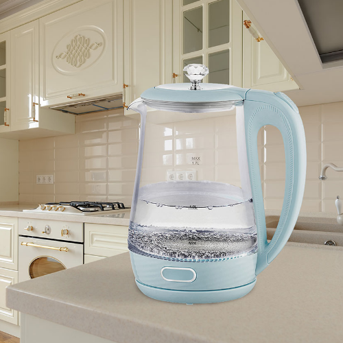 Електрочайник 1,7л 1850-2200W скло (диск) блакитний MR-052-BLUE Maestro | Зображення 1