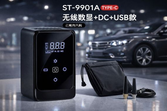 Автомобільний компрессор Car Air Pump + павер банк + ліхтар Model:901А | Зображення 3