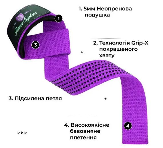 Лямки для тяги Power System PS-3420 G-Power Straps Purple (PS-3420_Purple) | Зображення 3