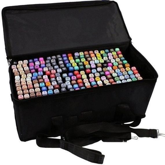 Набір маркерів скетч для малювання Touch 262 шт двосторонні професійні фломастери VB-355 з чохлом | Зображення 1