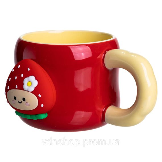 Кубок порцелянова з магнітом Поулиниця 400 (мл) подарункова кружка прикольна чашка для дітей на подарунок Червоний з жовтим | Зображення 2