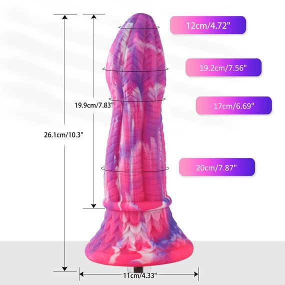 Фаллоимитатор для секс-машин Hismith 10.3″ Silicone Monster Dildo Series, KlicLok и присоска | Зображення 2