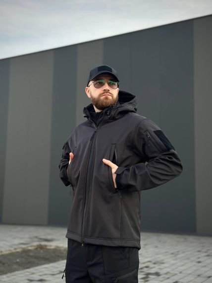 Військова куртка на флісі Soft Shell Military Black | Зображення 7