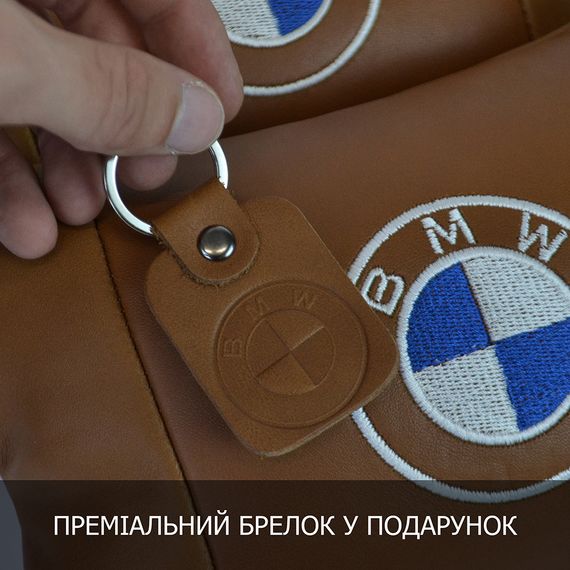 Набор из двух подушек на подголовник Audi, из натуральной коричневой кожи, Подарок мужчине водителю | Зображення 2